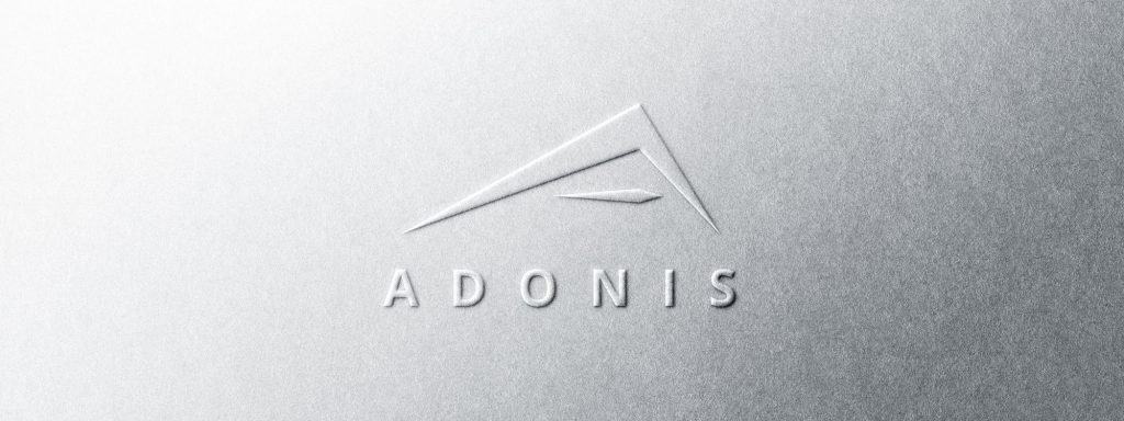 A minimalist logo design featuring a stylized letter A for the Adonis brand.