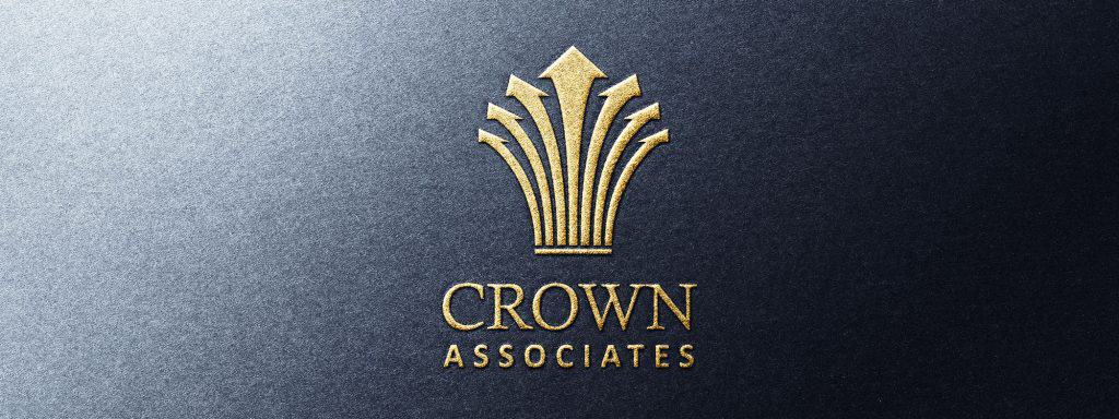 Logo design for financial services featuring a crown made of arrows.