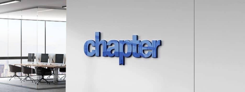 A clever logo design for the Chapter Training company on an office wall.