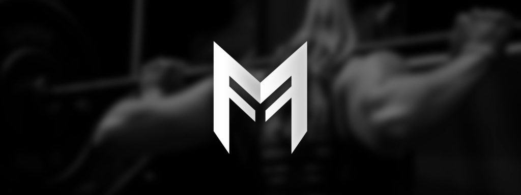 Gym apparel logo design case study featuring the Muscle Fitness Factory monogram.