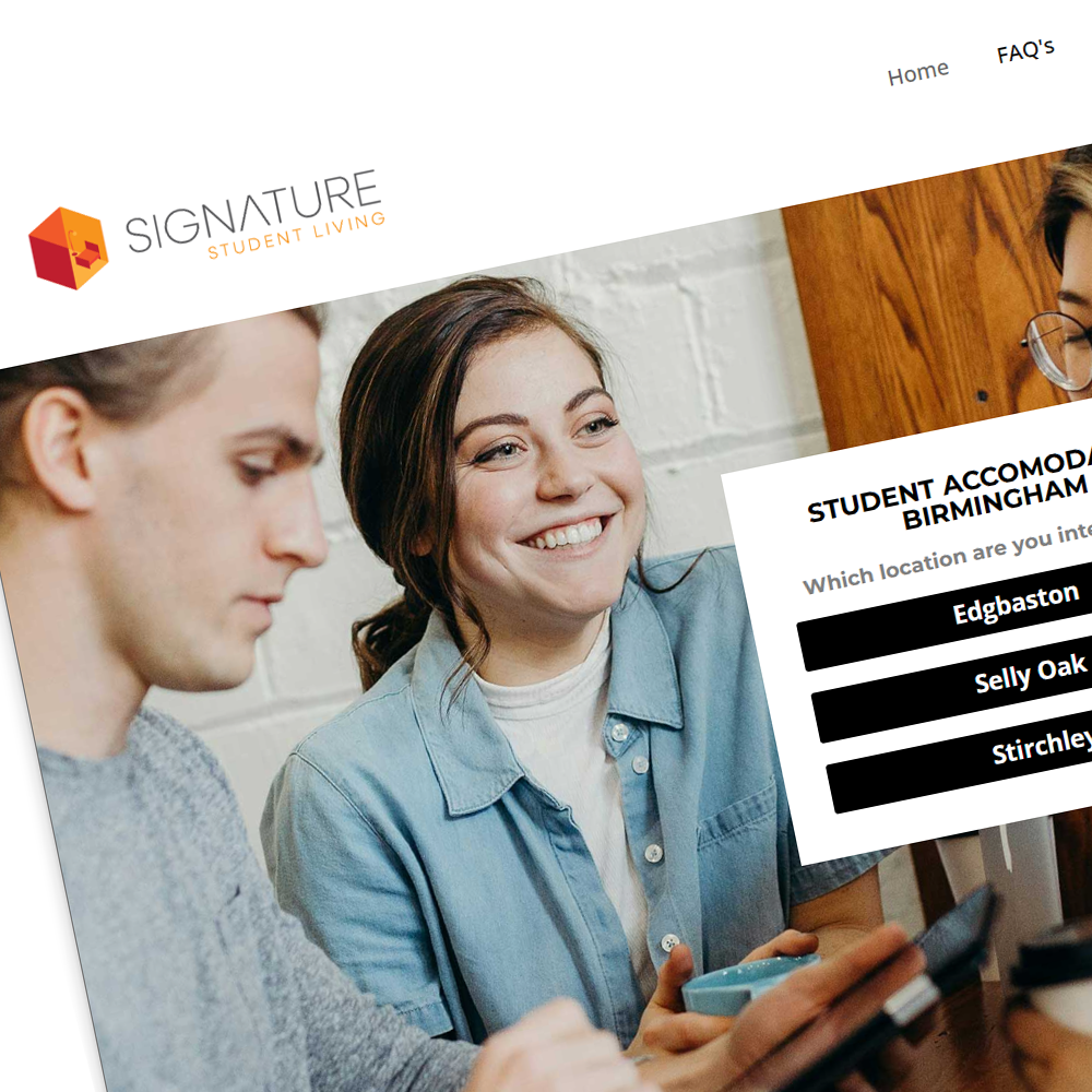 The modern logo for a student living rebrand in Birmingham.