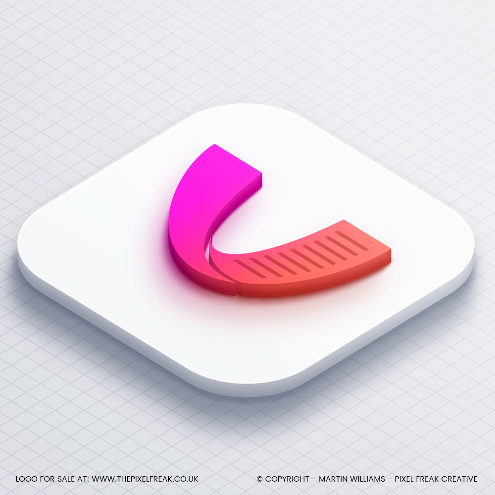 3D C logo design with gradient shading