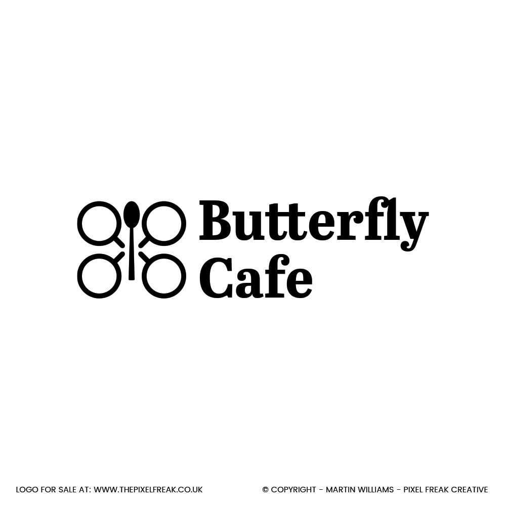 creative butterfly logo made from coffee cups and a spoon