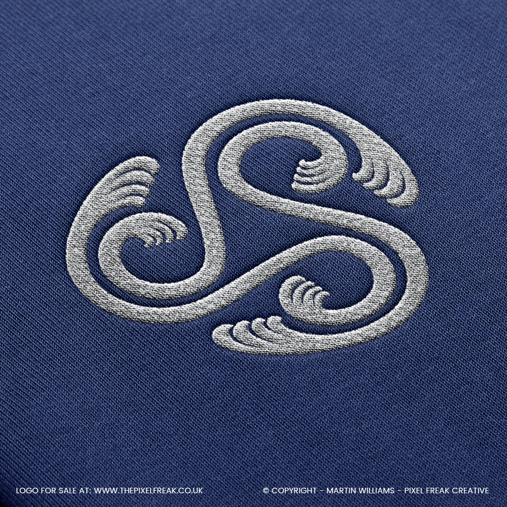Dynamic wave emblem design for clothing brands