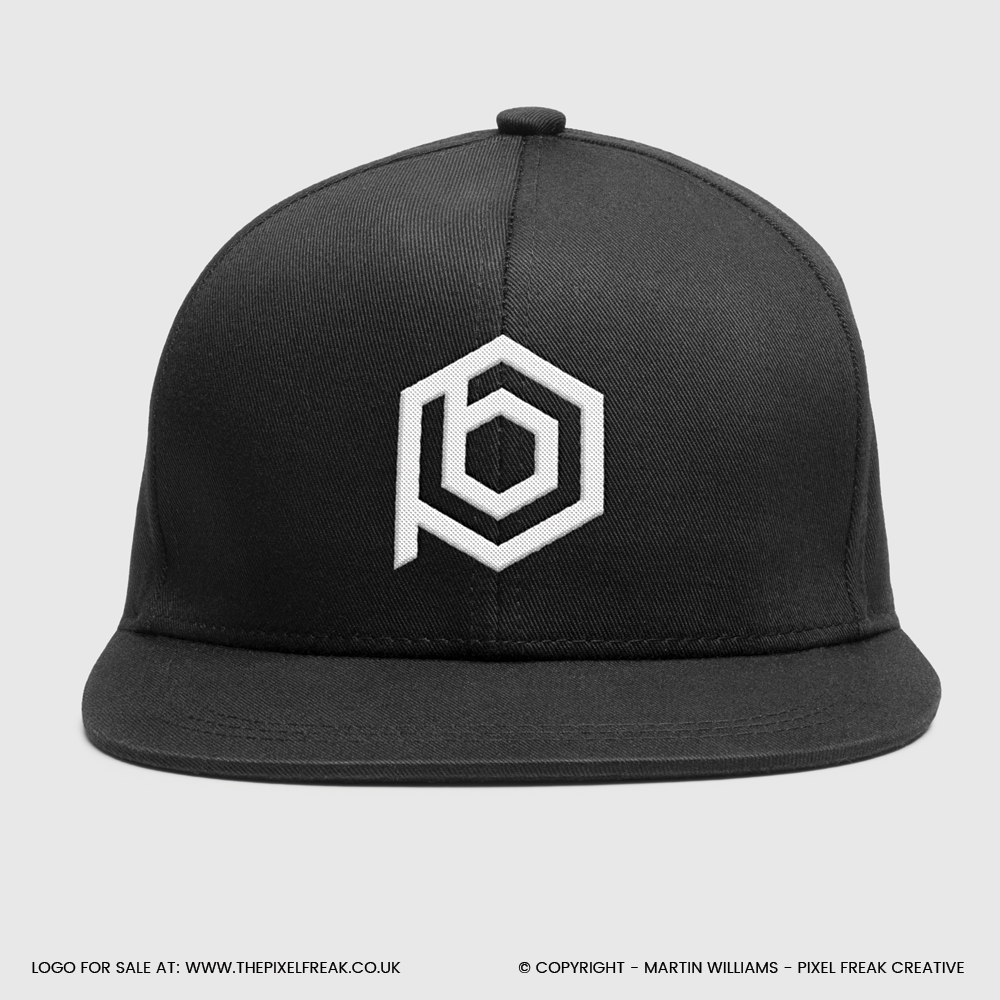 White PB logo embroidered on a black baseball cap, showcasing its bold, wearable design.