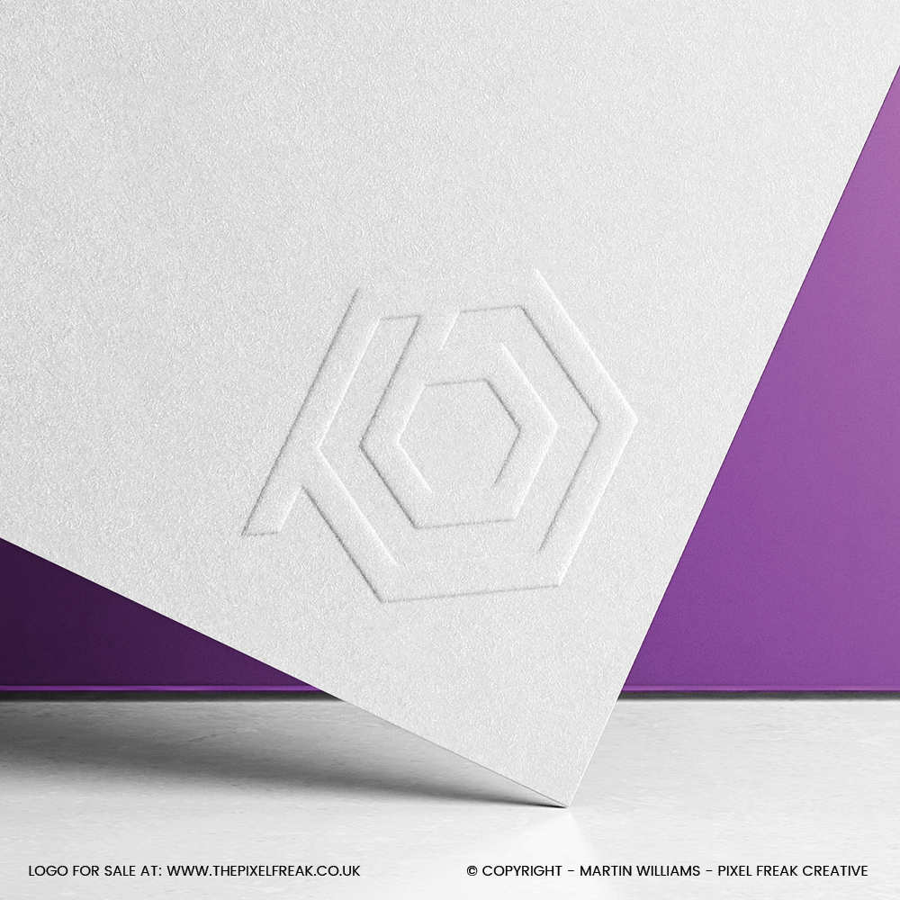 Embossed PB logo design on textured white paper, highlighting its minimalist, abstract form.