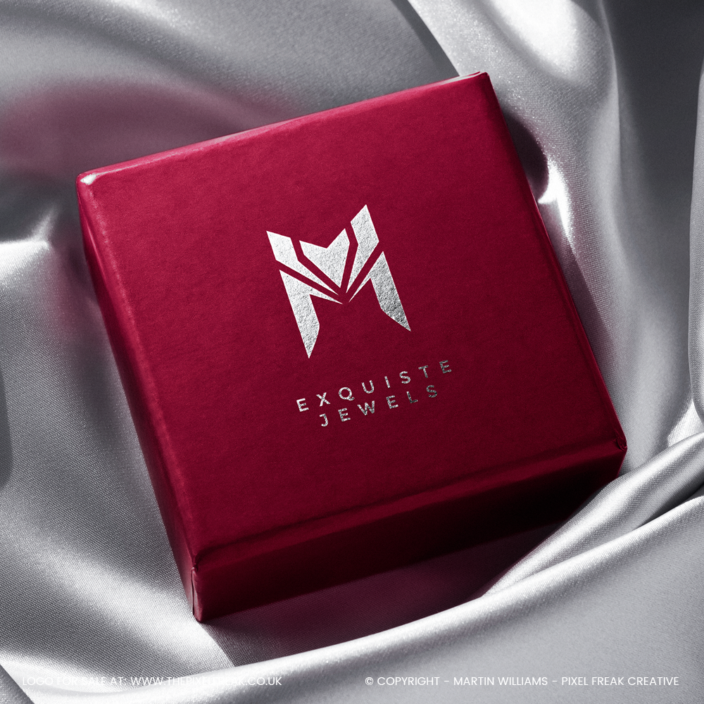 m logo jewellery box silver foil print