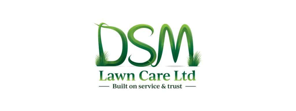 A lawn care logo design for the DSM Lawn Care Ltd brand.