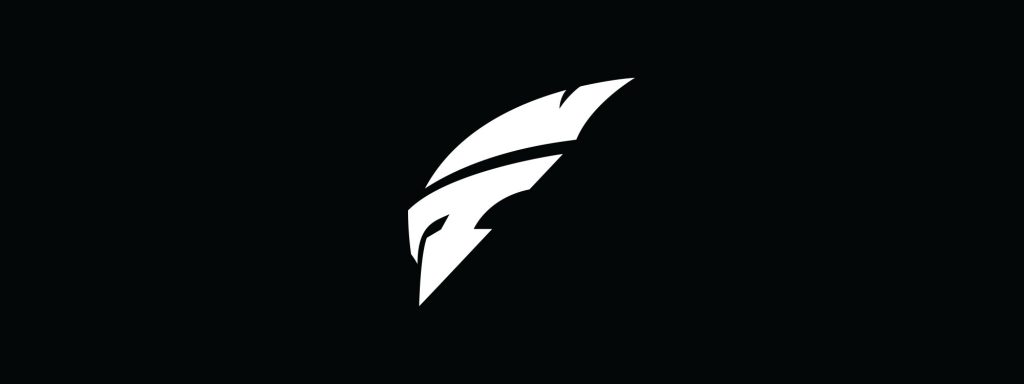 Streetwear logo for the Fury Cry brand, featuring a bold white Spartan helmet emblem that forms the letter F on a black background.