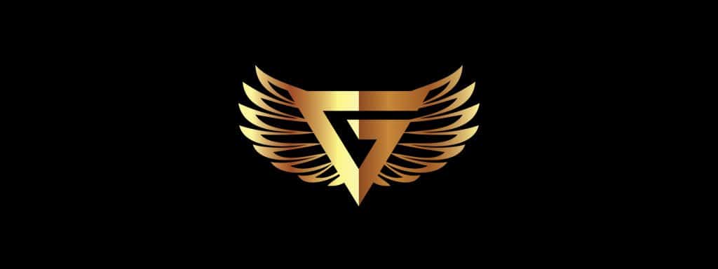 A modern monogram logo design with wings, based on the letter G.