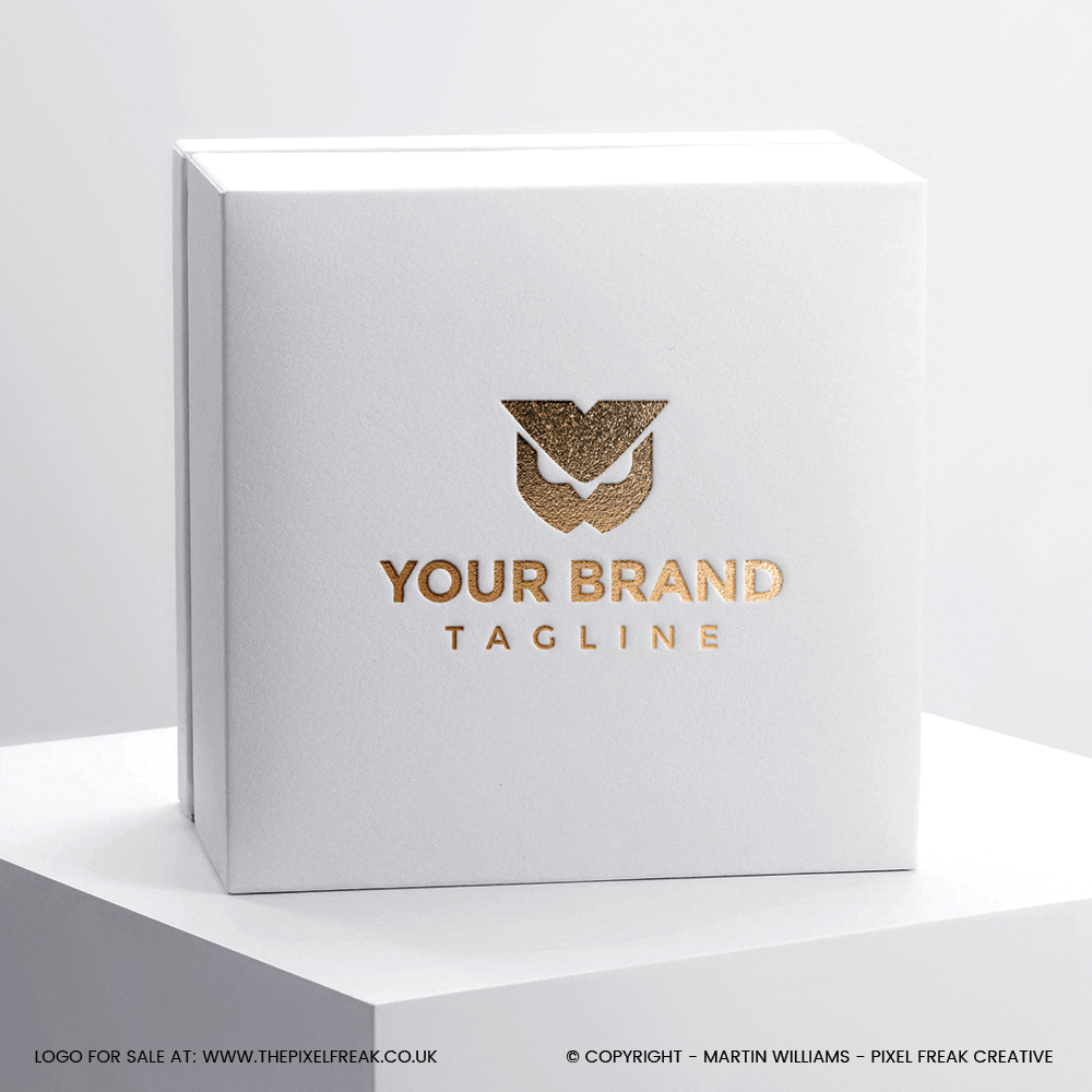 A professional owl emblem in gold foil on a white product box.