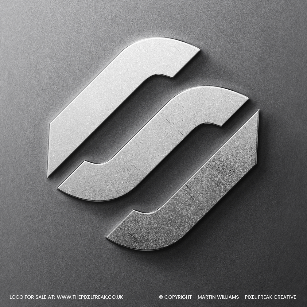 3D S logo design mockup