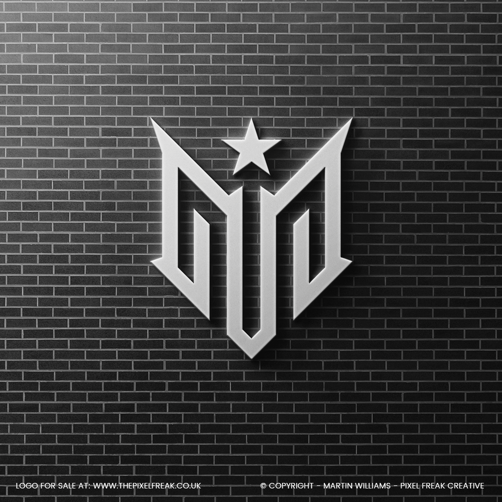 m logo design 3d sign brick wall