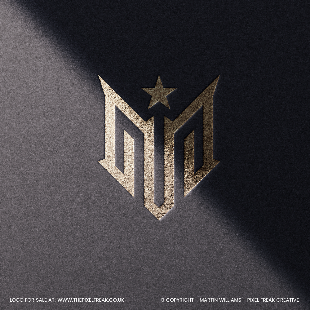 m logo design gold foil debossed card