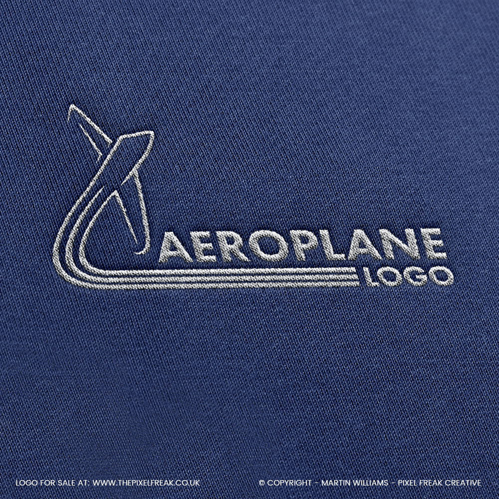 embroidered aeroplane logo mockup