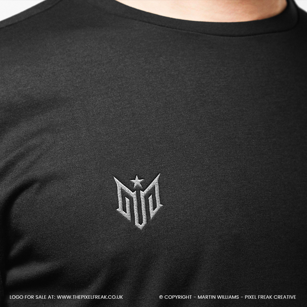 m logo design embroidered t-shirt