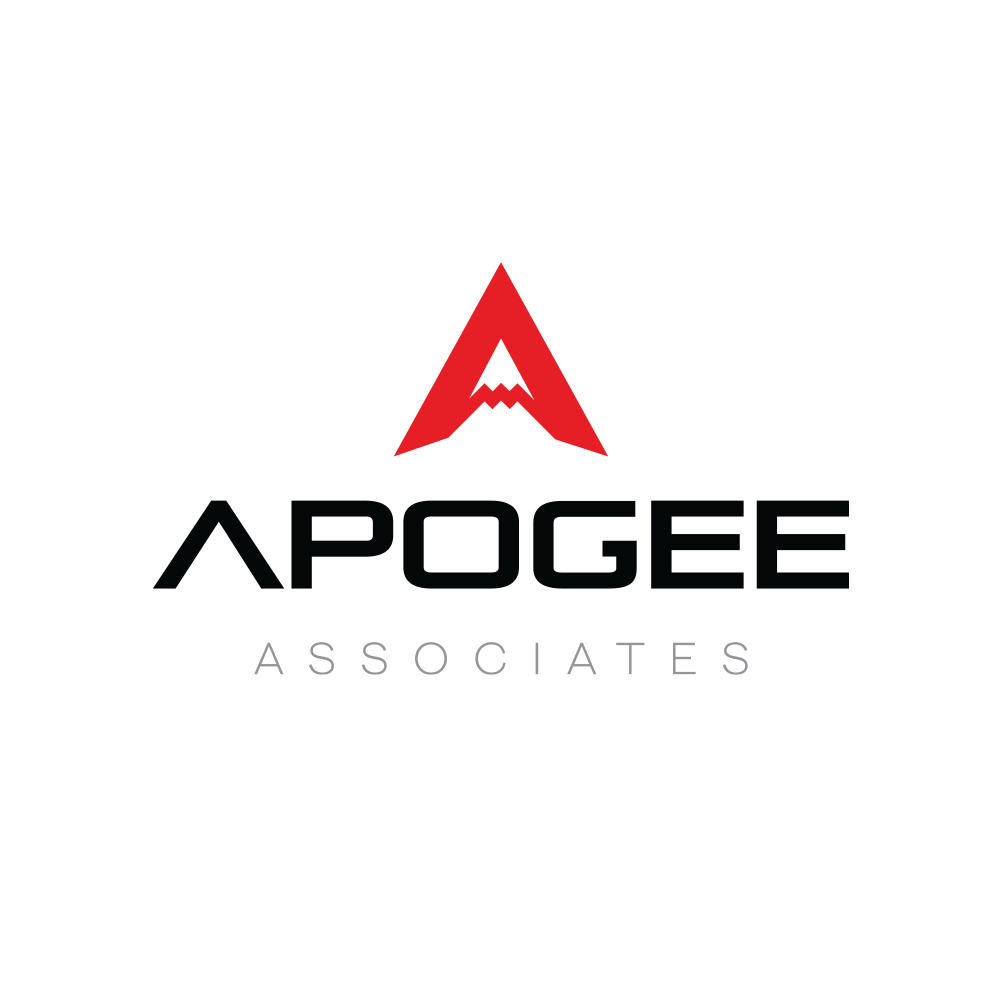 The abstract 'A' peak logo for Apogee Associates, an example of professional B2B logo design.