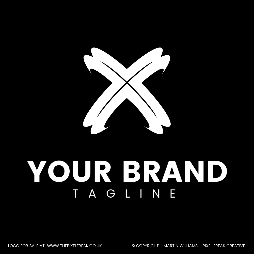 Creative abstract X logo concept with aggressive, sweeping curves.