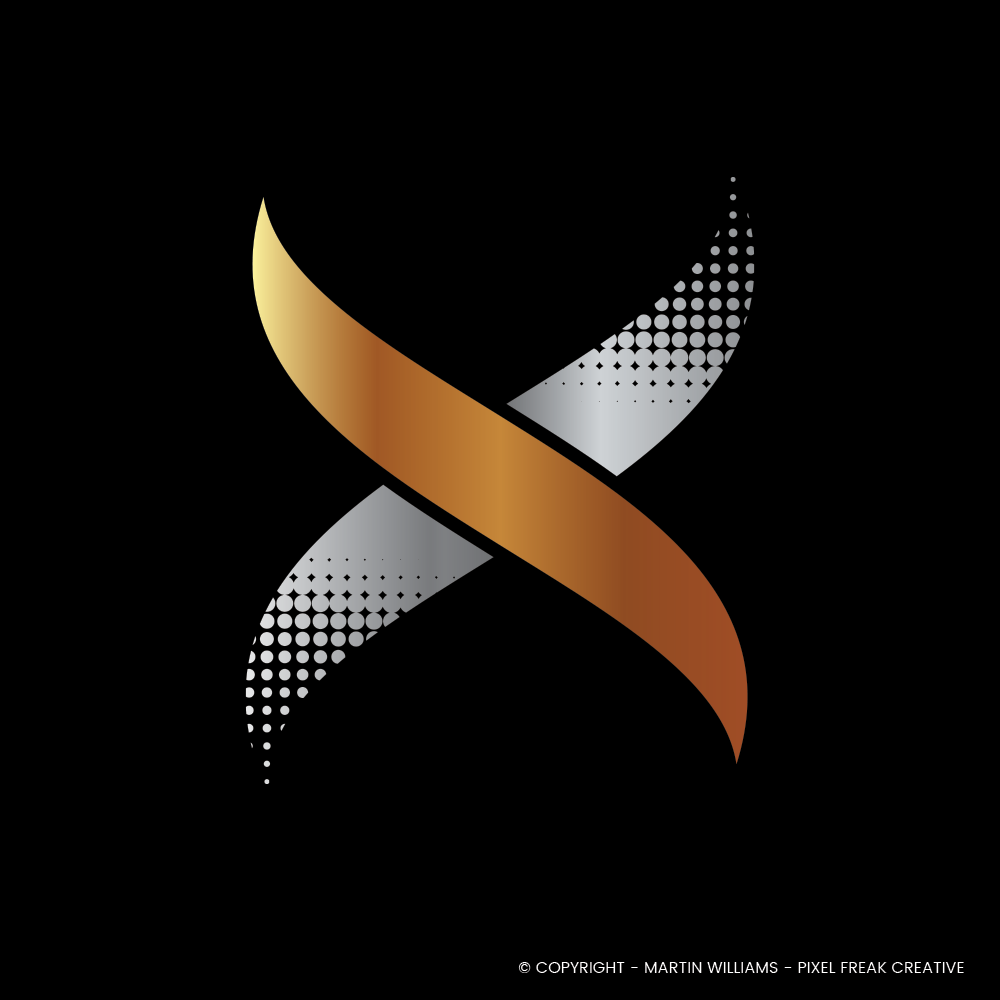 Elegant letter X logo showcasing a premium gold and silver gradient style.