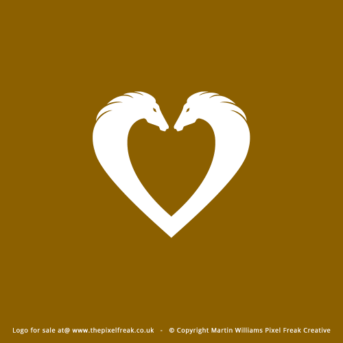 Twin Horses Heart Logo Design